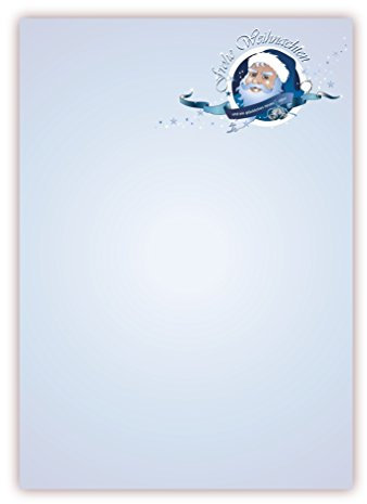 Motiv Briefpapier (Weihnachten-5047, DIN A4 25 Blatt) Weihnachtsmann blau, Frohe Weihnachten und ein glückliches neues Jahr