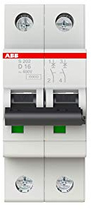 ABB 2 cds252001r0161 Système Pro M Compact miniature Circuit Breaker, 2 pôles, type D, 16 A Courant nominal, 88 mm H x 35 mm W x 69 mm D