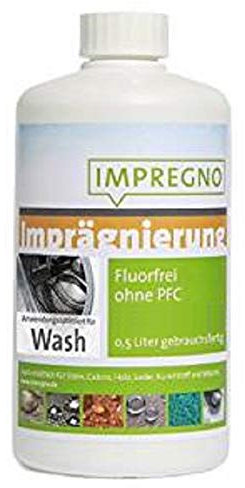 IMPREGNO Imprägnierung, vegan, PFC frei, Wash 500ml inkl. Meßbecher Waschmaschine/Handwäsche Imprägniermittel fluorfrei, Wasserbasis