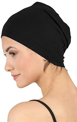 Deresina Bamboo Chemo Headwear for Women & Men – Ultra-Soft, Lightweight, Breathable Sleep Cap, Alopecia and Hair Loss Beanie (Black - One Size)