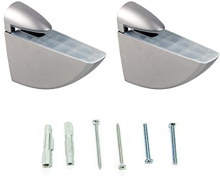 Emuca - Lote de 2 soportes mod. Aguila para estante de madera o cristal de espesor 8-40mm acabado pintado aluminio