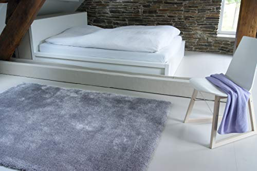 floor factory Moderner Teppich Seasons grau 80x150 cm - flauschig weicher Hochflor Teppich in aktuellen Trendfarben