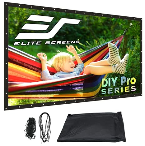 Elite Screens DIY PRO, Indoor Outdoor Portable Projector screen PVC 160-inch 16:9, 8K 4K Ultra HD 3D Movie Theater Cinema 160 Projection Screen with Grommets, Roll-Up Hang Anywhere, DIY160H1