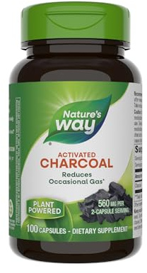 Nature's Way Activated Charcoal - Charcoal Supplement that Binds Unwanted Materials & Gas* - Alternative to Powder - Gluten-Free & Dairy-Free - 100 Count