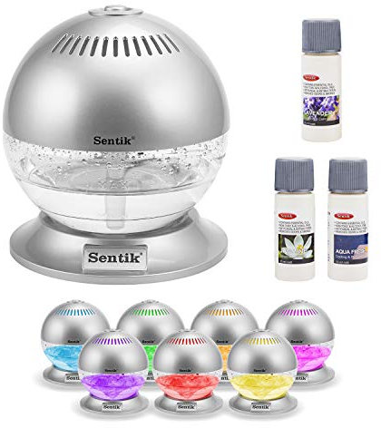 Sentik® Globe Air Revitaliser Air Purifier and Ioniser with Colour Changing LED Light & FREE 3 x 10ml Fragrances
