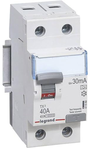 Legrand 411560 TX3 FI Disjoncteur de courant résiduel, 40a, 2p, 30mA