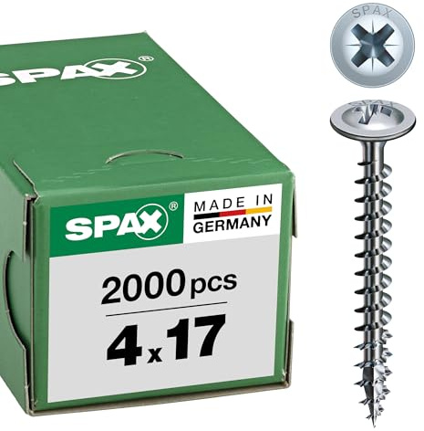 SPAX Vis universelle, 4 x 17 mm, 2000 pièces, Tête centrante, Tête ronde large plate, Cruciforme Z2, 4CUT, WIROX - 0281010400172