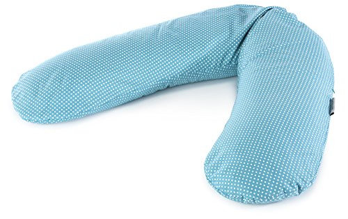 Theraline Ersatzbezug für Das Original Schwangerschaftskissen & Stillkissen, Stillkissen Bezug 190 cm, aus 100% Baumwolle, Farbe: Punkte Türkis