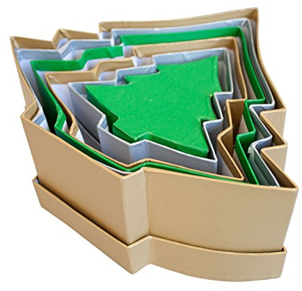 folia 3609 – Cajas de cartón en Forma de Abeto, 6 Unidades en Diferentes tamaños, Colores Surtidos, Ideales para Decorar y Regalar