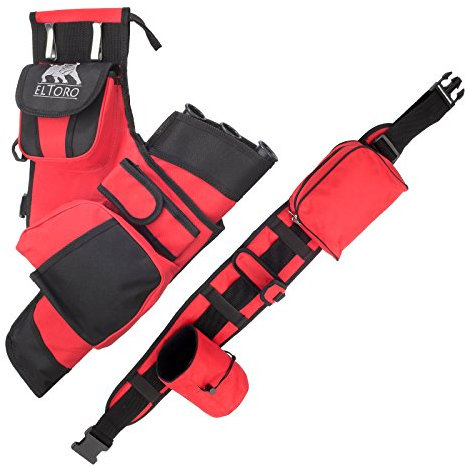 elToro Komplettes Köchersystem mit Gürtel und Taschen (rot, Rechtshand)