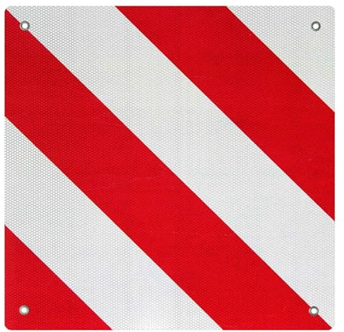 Wiltec Rot weiße Warntafel Spanien aus Aluminium mit Befestigungslöchern 500x500 mm reflektierend Warnschild für Fahrradträger und Heckträger zur Kennzeichnung überstehender Ladung am Fahrzeug