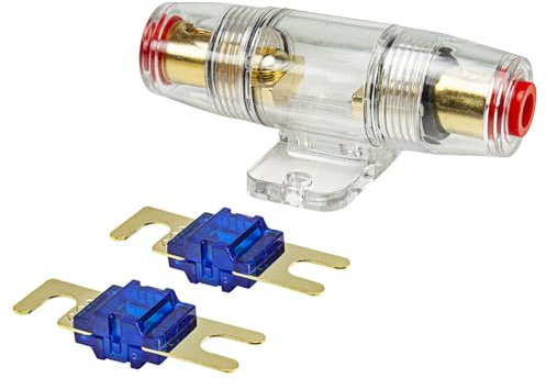 tomzz Audio 5800-054 Mini portafusibile ANL trasparente per cavi fino a 25qmm 2 x 60A fusibile