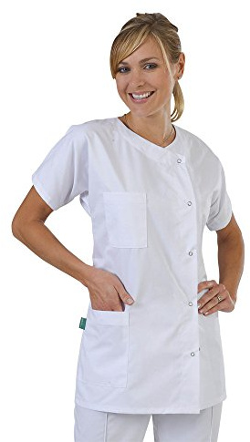 Hurry Jump Blouse médicale Femme Blanche Tunique Manches Courtes 3 Poches Hôpital T0-36