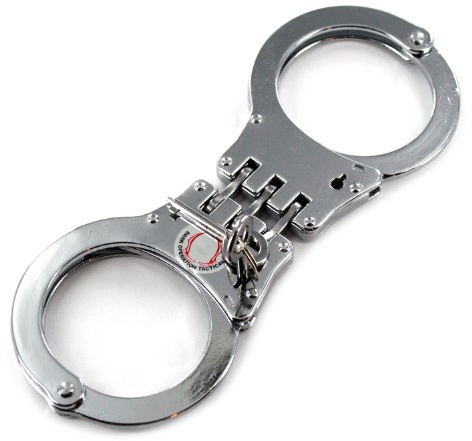 Hinged Nickel Plated Double Lock Handcuffs