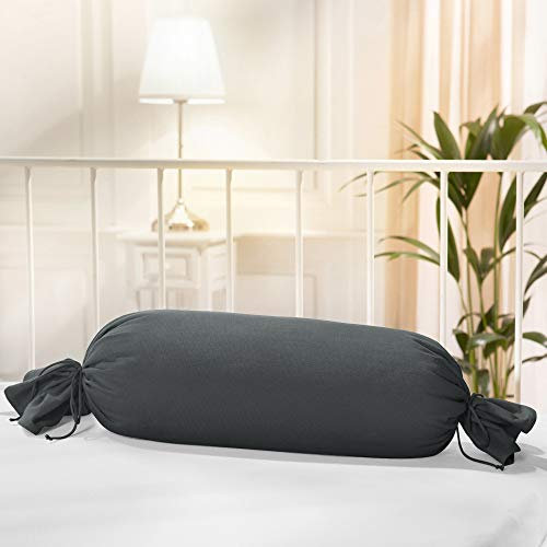 Erwin Müller Nackenrollenbezug Memmingen Interlock-Jersey anthrazit Größe 40x15 cm Ø - formstabil, faltenfrei, anschmiegsam, mit Bindeband