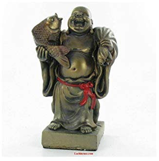 Lachineuse - Estatuilla Buda Rieur Pez & Abundancia - Figura Decorativa de Buda de 12,5 cm, Color Bronce, decoración Feng Shui - Objeto Decorativo Zen Chino para Interior - Idea de Regalo de China