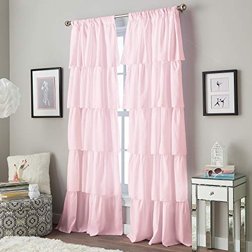 Gardworks volang stång ficka 100% polyester, 160 cm, gardinpanel, rosa