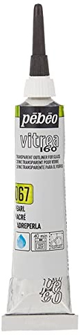 Pebeo Vitrea 160, Glass Paint Outliner, 20 ml Tube - Pearl, 0.68 Fl Oz (Pack of 1)