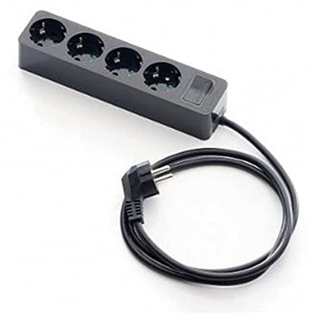 Famatel 2628-N - Base 4 tomas schuko con interruptor y prolongador negro