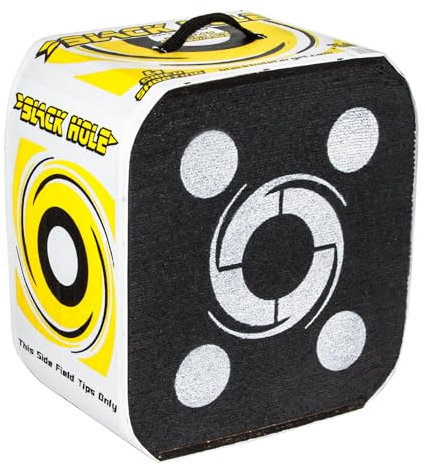 Black Hole 4-Sided Archery Target, 22 x 20 x 11, 300 FPS, Uses Friction Not Force to Stop All Field Points and Broadheads, Open-Face Layered Design, Lightweight and Carry Strap for Portability