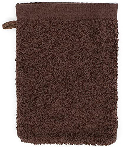 Waschhandschuh uni PURE – Braun 16 x 21