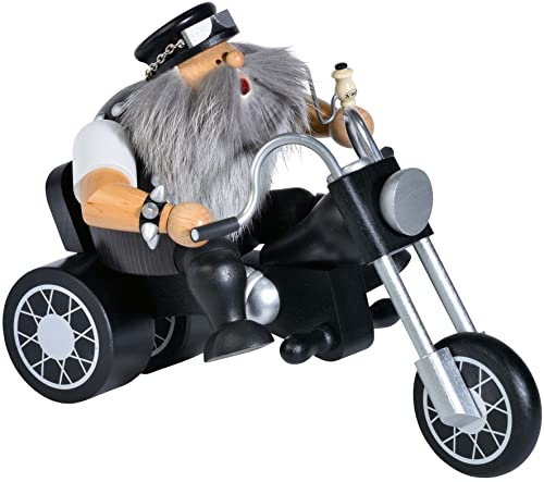 KWO Smoking Man Figurine, Biker, 15 cm, Wood, Multicolour, One Size