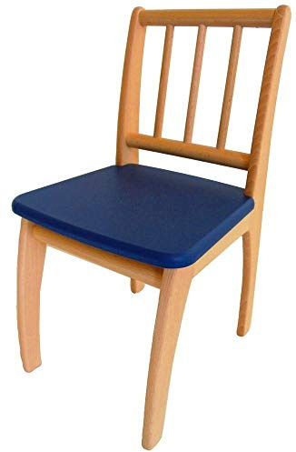 Geuther Stuhl Bambino Sitzhöhe 32 cm Holzkinderstuhl aus Buche-Massivholz Ideales Kinderzimmerzubehör bis 6 Jahre Passender Kinderholzstuhl Bambino Möbeln Blau