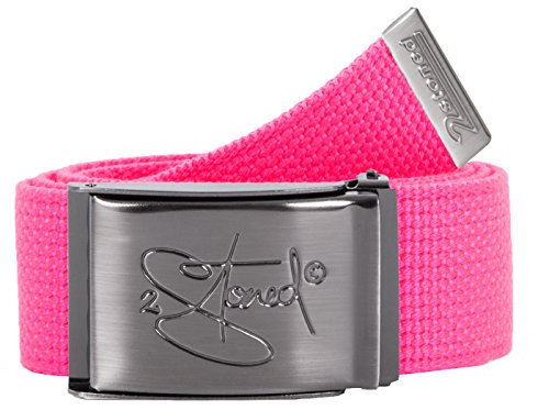 2Stoned Gürtel Stoffgürtel Neon-Pink, matte Schnalle Classic, 4 cm breit, Koppelgürtel für Damen und Mädchen