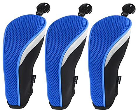 Andux Golf Hybrid Club Head Covers with Dial No. Tag Pack of 3 Blue