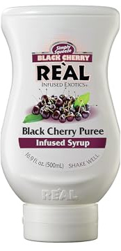 Re’al Syrup | Black Cherry Puree Infused Fruit Syrup | Made with Real Fruit | 500ml |Natural Ingredients| Cocktails, Baking, Smoothies, Mixing Drinks, Desserts