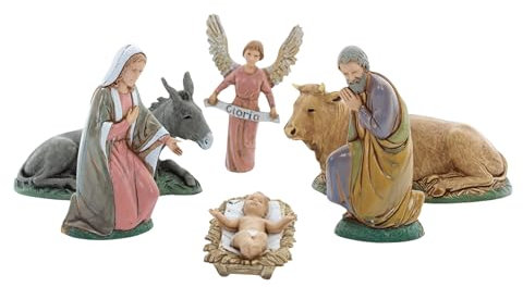 Moranduzzo Nativité 6 Personnages 10 cm Échelle 1:20 – Standard 10 – Style '700, Figurines Incassables, Peintes à la Main, Produit Officiel, Made in Italy, Sculpteur M. Landi