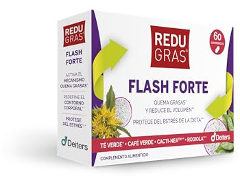 DEITERS - Redugras Flash Forte 60 Sticks, Complemento Alimenticio, Quemagrasas y Reductor de Volumen, Con Té Verde, Protege del Estrés de la Dieta, Redefine Contorno Corporal