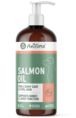 AniForte Premium Salmon Oil for Dogs, Cats, Horses & Pets 1L, 100% Natural Norwegian Fish Oil with Omega, 3 High Level of EPA and DHA Fatty Acids, Barf Supplement