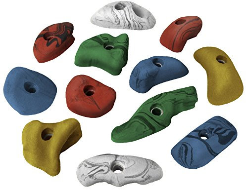 ALPIDEX 12 Klettergriffe | Klettersteine | Verschiedene Größen Formen | Hinterschneidung | Ergonomische Rundungen - Farbe:bunt