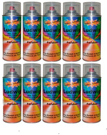 LudwigLacke 10 Spraydosen 400ml Autolack glänzend RAL 3005 Weinrot