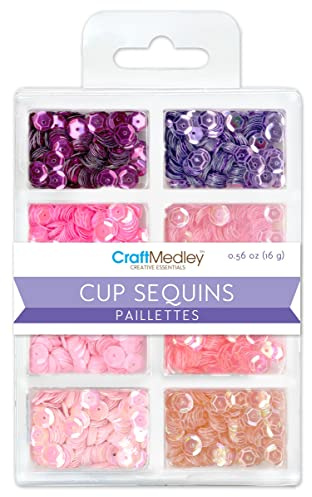 Craft Medley GC457E Cup Sequins, 7mm, 16g, 8 Colors, Princess