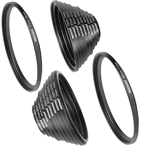 Neewer 20 Pieces Anodized Black Metal Lens Filter Adapter Ring Kit Including 10 Pieces Step up +10 Pieces Step Down Adapter Ring Set