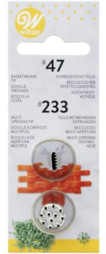 Wilton Beccucci in Acciaio Inox Set #47, #233, Beccucci Sac a Poche, Piping Tip Riutilizzabile per Decorare Torte, Cupcake, Biscotti, Pasticcini - Set/2
