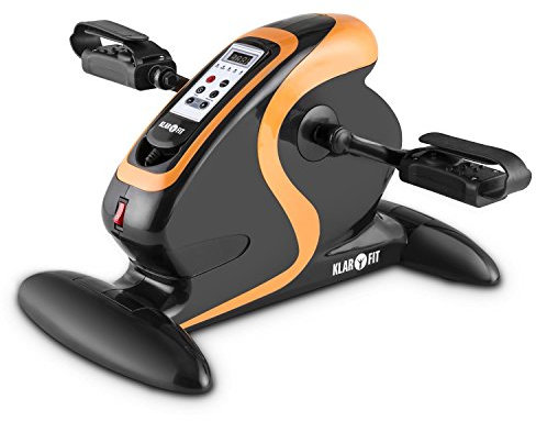 Klarfit Cycloony Beintrainer - Pedaltrainer für Muskelaufbau, 70 W Beintrainer für zuhause, 12 Geschwindigkeitsstufen, Trainingscomputer, Vor- / Rückwärtslauf, schwarz-orange