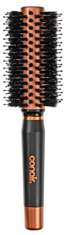 Conair Quick Dry Copper Round Hair Brush for Blow Drying, Blow Out Styler Hairbrush for Voluminous Looks, Nylon & Boar Bristles Help Dry & Style Hair Fast Without Snagging or Pulling, Handle May Vary