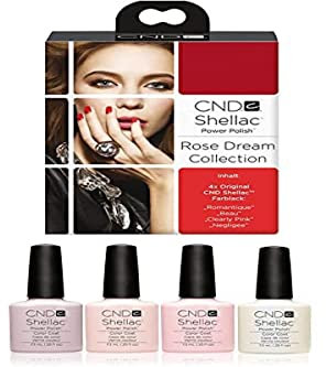 CND Shellac UV/LED Power Polish, Romantique/Beau/Clearly Pink/Negligee 7.3 ml - Pack of 4