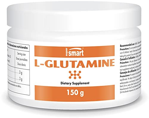 L-Glutammina 150g - Coadiuvante nel recupero sportivo - Contribuisce alla sintesi proteica e al rinnovamento della massa muscolare - Qualità superiore e controllata - Vegano - Supersmart