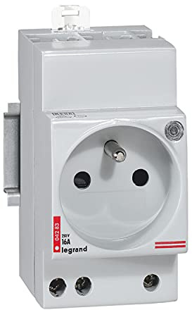 Prise de courant modulaire 10A à 16A 250V~ - 2P+T àéclips et à voyant - 2,5 modules