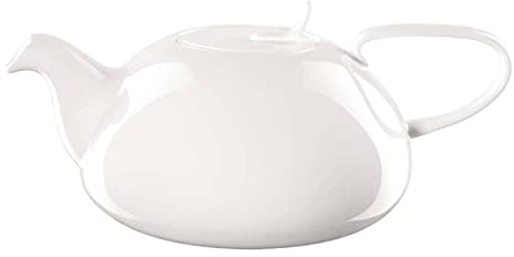 ASA 2015013 Á Table Teekanne mit Sieb, Keramik, weiß glänzend, 18.6x18.6x11 cm,