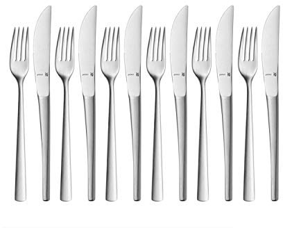 WMF Corvo Dessertbesteck 12teilig, Vorspeisebesteck für 6 Personen, Frühstücksbesteck,Cromargan protect mattiert, kratzbeständig, spülmaschinenfest