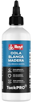 Rayt 036-06 Botellín de cola blanca Tack Pro multiuso rápida para madera, papel, cartón, cerámica y todo tipo de materiales porosos, 250gr