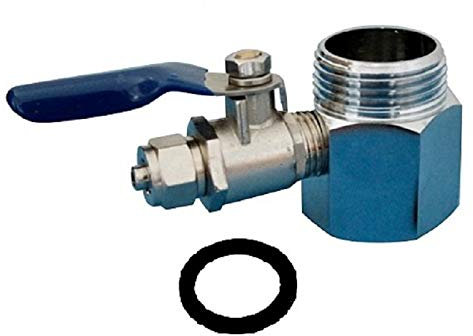 Planet-Aqua Wasseranschluss Adapter Set 3/4 mit 1/4 Absperrhahn aus Messing für Wasserfilter Osmoseanlage Side by Side Kühlschrank Filter Wasserhahn und Umkehr Osmose Schlauch Verbinder