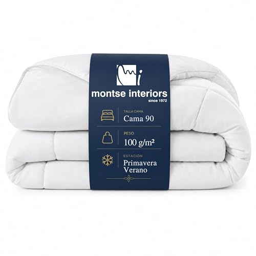 Montse Interiors Edredon Cama 90 | Relleno nordico 150x220 Primavera-Verano 100gr | 100% Microfibra Transpirable y Lavable