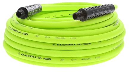 Flexzilla Air Compressor Hose, 1/4 in. x 50 ft., 1/4 in. MNPT Fittings, No-Kink, All Weather, Lightweight, Premium Hybrid Polymer, 300 PSI, ZillaGreen