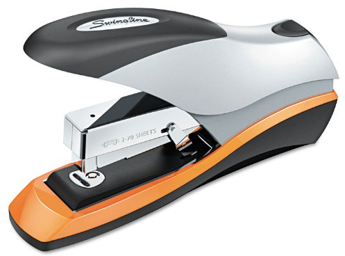 Swingline Stapler, 70 Sheet Capacity, Optima 70, Jam Free, Reduced Effort, Soft Grip, Metal, Silver/Black/Orange (87875)